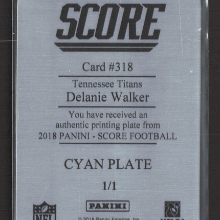 2018 Panini Score Delanie Walker #318 Cyan Printing Plate 1/1 Printing Plate