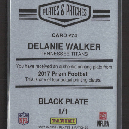 2018 Panini Plates & Patches Prizm Delanie Walker #74 Black Printing Plate 1/1