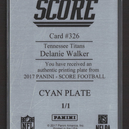 2017 Panini Score Delanie Walker #326 Cyan 1/1 Printing Plate