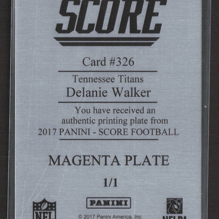 2017 Panini Score Football Delanie Walker #326 Magenta Printing Plate 1/1