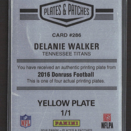2017 Panini Plates & Patches Delanie Walker #286 Yellow Printing 1/1