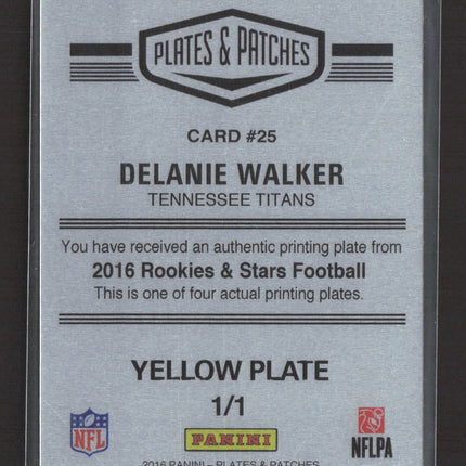 2017 Plates & Patches Rookies Stars Delanie Walker #25 Yellow 1/1 Printing Plate