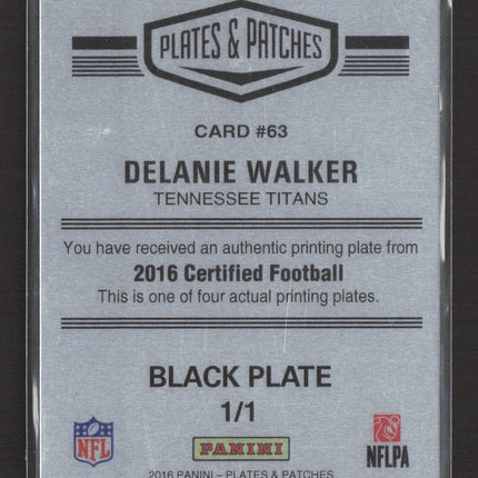 2017 Plates & Patches Certified Delanie Walker #63 Black 1/1 Printing Plate