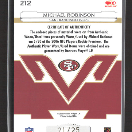 2006 Certified Freshman Fabric Michael Robinson #212 Helmet Logo Ball Patch /25