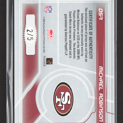 2006 Rookies & Stars Dress for Success Michael Robinson #DS-7 Jersey Auto /5