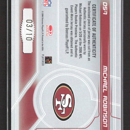 2006 Rookies & Stars Dress for Success Michael Robinson #DS-7 Jersey Auto /10