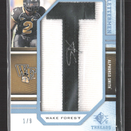2009 UD SP Threads SP Rookie Lettermen Alphonso Smith #252 Patch 1/9 Auto