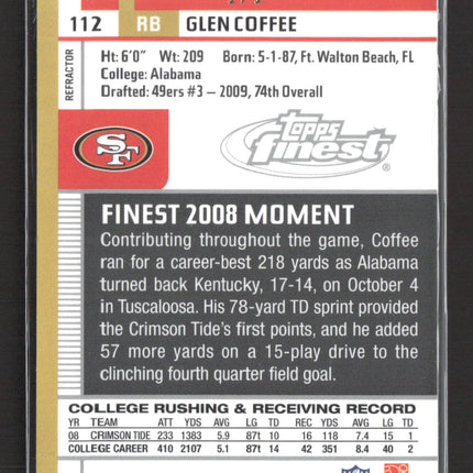 2009 Topps Finest Glen Coffee #112 Xfractor Letterman Patch 1/1 Auto