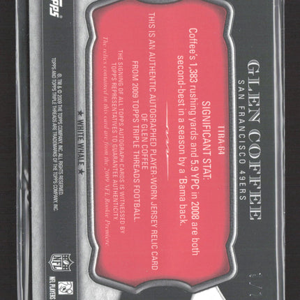 2009 Topps Triple Threads Glen Coffee White Whale Jersey Relic Card 1/1 Auto