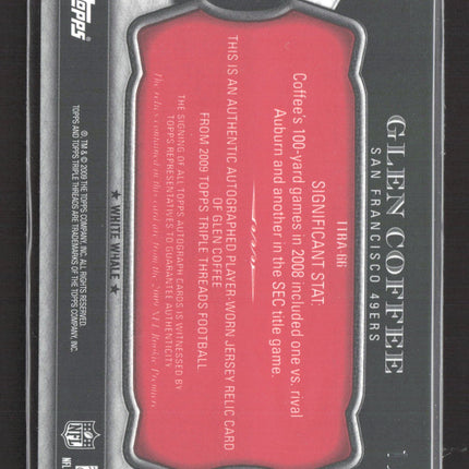 2009 Topps Triple Threads Glen Coffee White Whale 1/1 Jersey Relic Card Auto