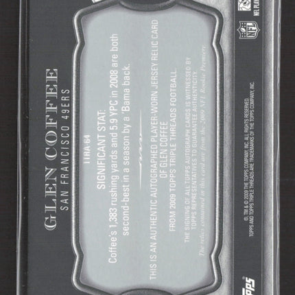2009 Topps Triple Threads Glen Coffee #TTRA-64 Jersey Triple Relic Auto 1/1