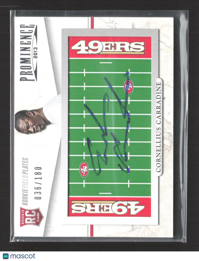 2013 Prominence Cornellius Carradine #104 Rookie Field Plates RC 036/180 Auto