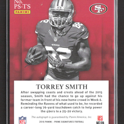 2016 Panini Prime Signatures Torrey Smith #PS-TS 04/10 Auto