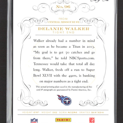2014 Panini National Treasures Delanie Walker #96 Cyan Printing Plate Auto 1/1