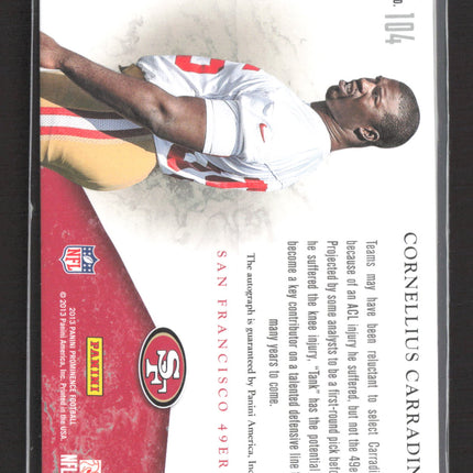 2013 Panini Prominence Cornellius Carradine #104 RC 169/180 Auto