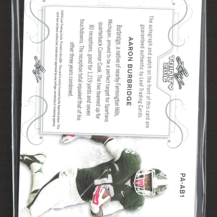 2016 Leaf Trinity Aaron Burbridge #PA-AB1 Authentic Player-Worn Patch Auto