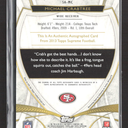 2013 Topps Supreme Michael Crabtree #SA-MC Auto /31