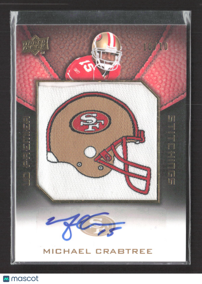 2009 UD Premier Stitchings Michael Crabtree #PS-MC Manufactured Patch 10/10 Auto