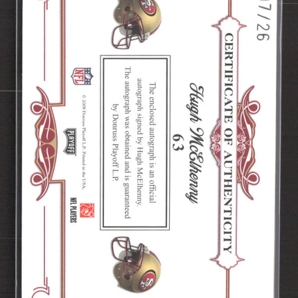 2008 National Treasures Signature Patches Hugh McElhenny #63 Patch 07/26 Auto