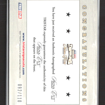 2007 TRISTAR Signa Cuts Earl Morrall Cut Signature 092/110 Auto