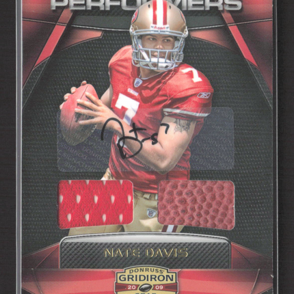 2009 Donruss Gridiron Gear Performers Nate Davis #14 Jersey Ball Auto /10