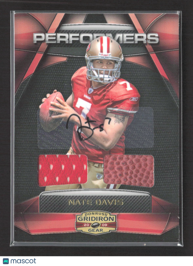 2009 Donruss Gridiron Gear Performers Nate Davis #14 Jersey Ball Auto /10