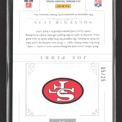 2013 Panini National Treasures Souvenir Cuts Joe Perry #22 Cut 05/25 Auto