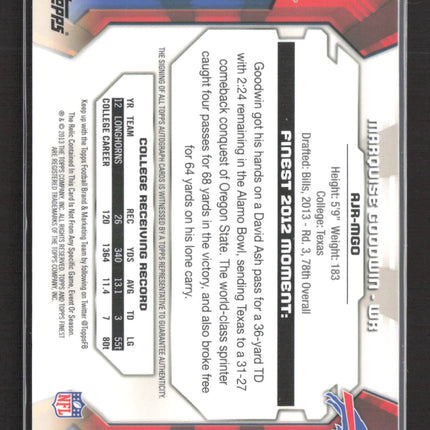 2013 Topps Finest Marquise Goodwin #AJR-MGO Player-Worn Jersey RC Auto