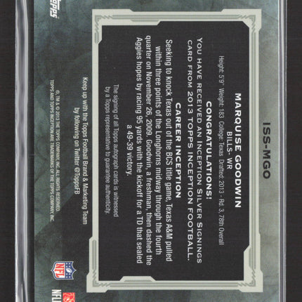2013 Topps Inception Marquise Goodwin #ISS-MGO Auto