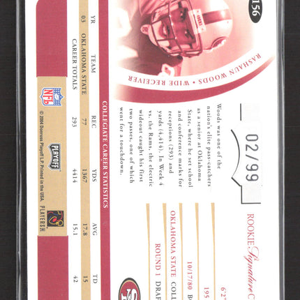 2004 Playoff Prime Signatures Rookie Signature Cuts Rashaun Woods #156 Auto /99