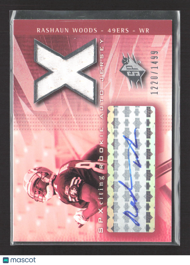 2004 UD SPx SPxciting Rookie Rashaun Woods #211 Auto 1220/1499 Jersey Auto