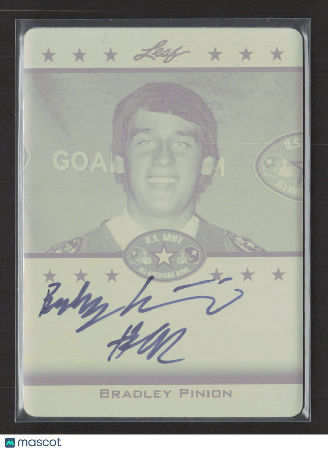 2012 Leaf US Army Bradley Pinion #TA-BP1 Yellow Printing Plate 1/1 Auto