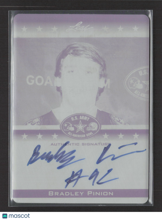2012 Leaf US Army Bradley Pinion #TA-BP1 Black Printing Plate 1/1 Auto