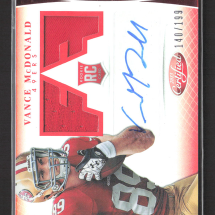 2013 Panini Certified Freshman Fabric Vance McDonald #339 Jersey 140/199 Auto