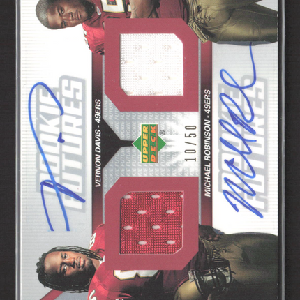 2006 Upper Deck Rookie Futures Michael Robinson Vernon Davis Jersey 10/50 Auto