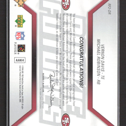2006 Upper Deck Rookie Futures Michael Robinson Vernon Davis Jersey 10/50 Auto