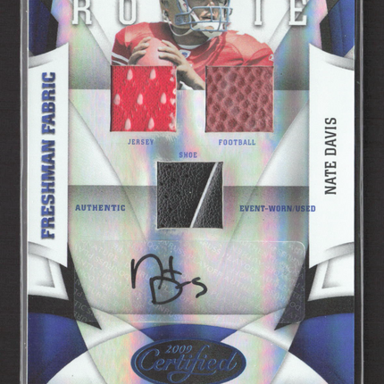 2009 Donruss Certified Freshman Fabric Nate Davis #254 Shoe Ball Patch Auto /25