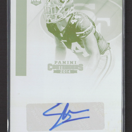 2014 Panini Contenders Shayne Skov #174 Yellow Printing Plate 1/1 RC Auto