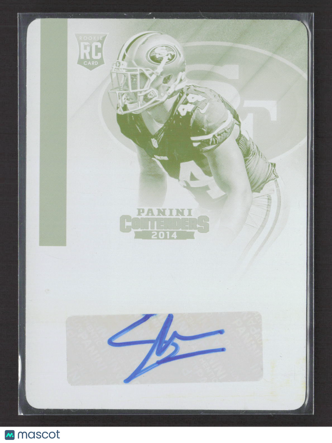 2014 Panini Contenders Shayne Skov #174 Yellow Printing Plate 1/1 RC Auto