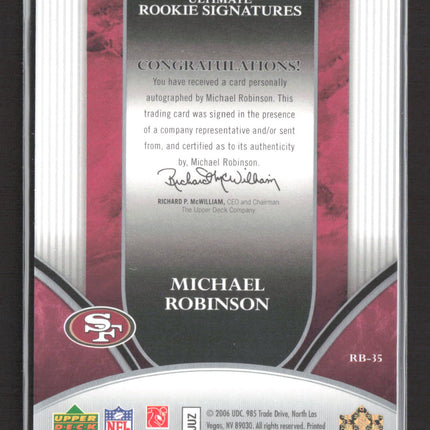 2006 Upper Deck Ultimate Michael Robinson #229 Magenta Printing Plate 1/1 Auto