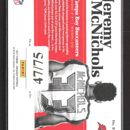 2017 Panini Encased Rookie Endorsements Jeremy McNichols #RE-JMN 47/75 Auto