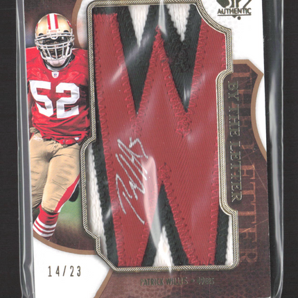 2008 Upper Deck SP Authentic By The Letter Patrick Willis #BLPW Patch 14/23 Auto