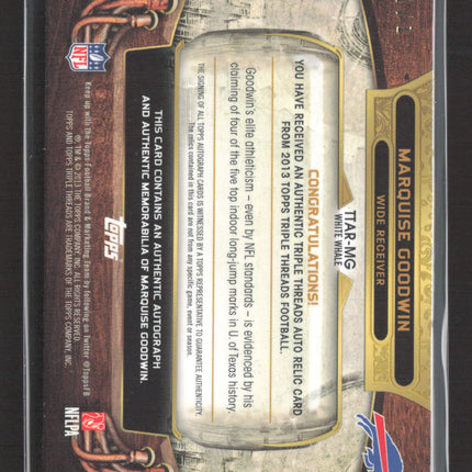 2013 Topps Triple Threads Marquise Goodwin #TTAR-MG White Whale Patch Auto 1/1