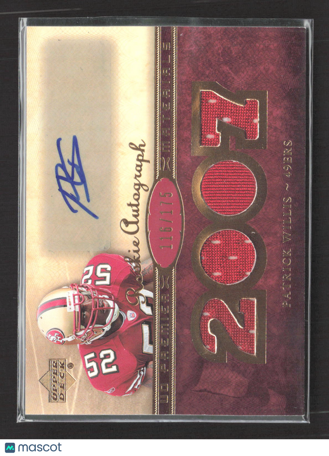 2007 Upper Deck Premier Patrick Willis #132 Rookie Autograph 116/175 Jersey Auto