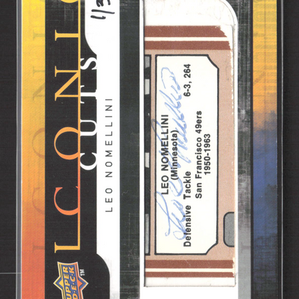 2008 Upper Deck Iconic Cuts Leo Nomellini #UD-IC Cut Autograph 1/3 Auto