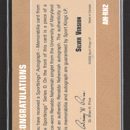 2009 Sport Kings Series D Renaldo Nehemiah #AM-RN2 Silver Race-worn Relic Auto