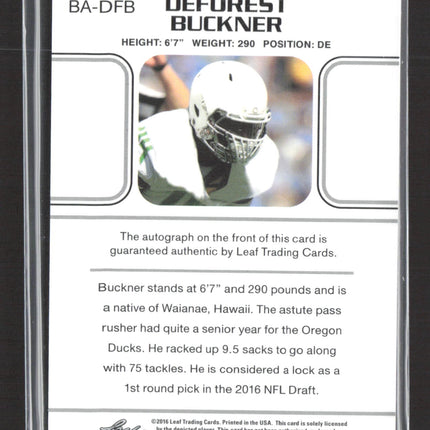 2016 Leaf Ultimate Draft DeForest Buckner #BA-DFB Auto