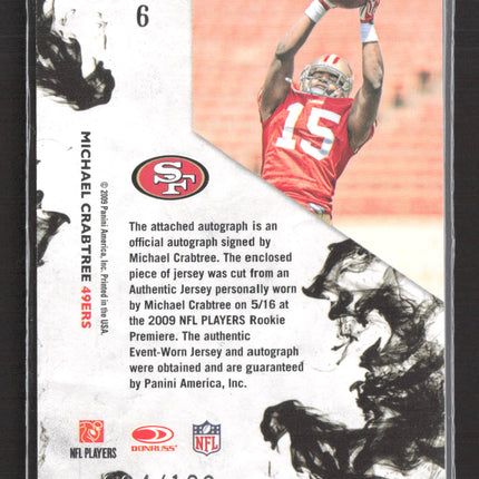 2009 Rookies & Stars Dress for Success Michael Crabtree #6 Jersey Auto /100
