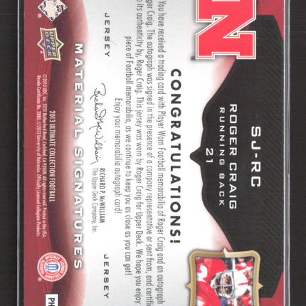 2013 Upper Deck Ultimate Material Signatures Roger Craig #SJRC 08/10 Jersey Auto
