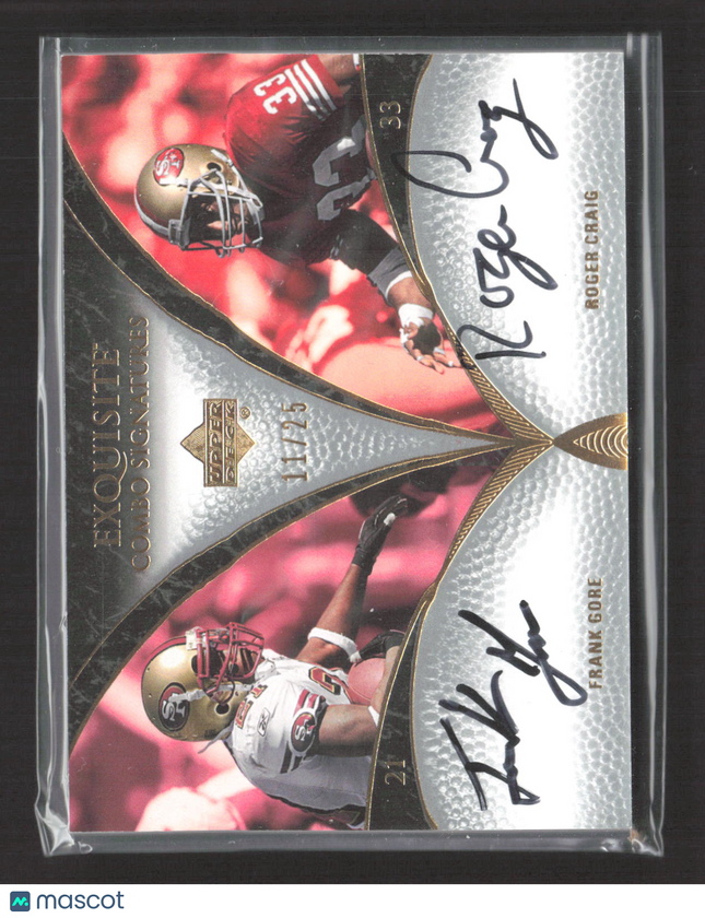 2007 Upper Deck Exquisite Combo Frank Gore Roger Craig #ECS-GC 11/25 Auto
